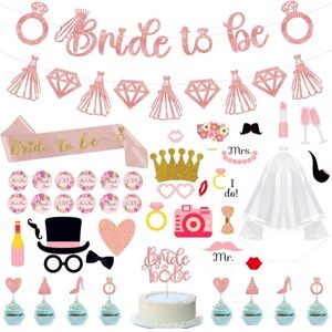 💜RoseGold Bachelorette Party Deco  Set Pack of 59/Bride to be Banner/Bridal sho
